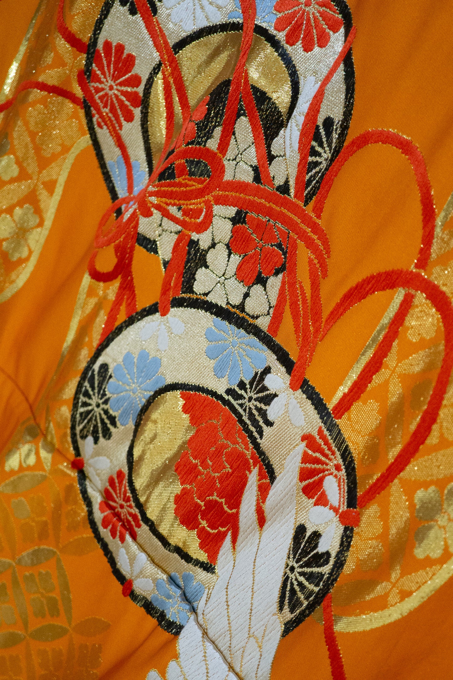 Orange kimono with cranes