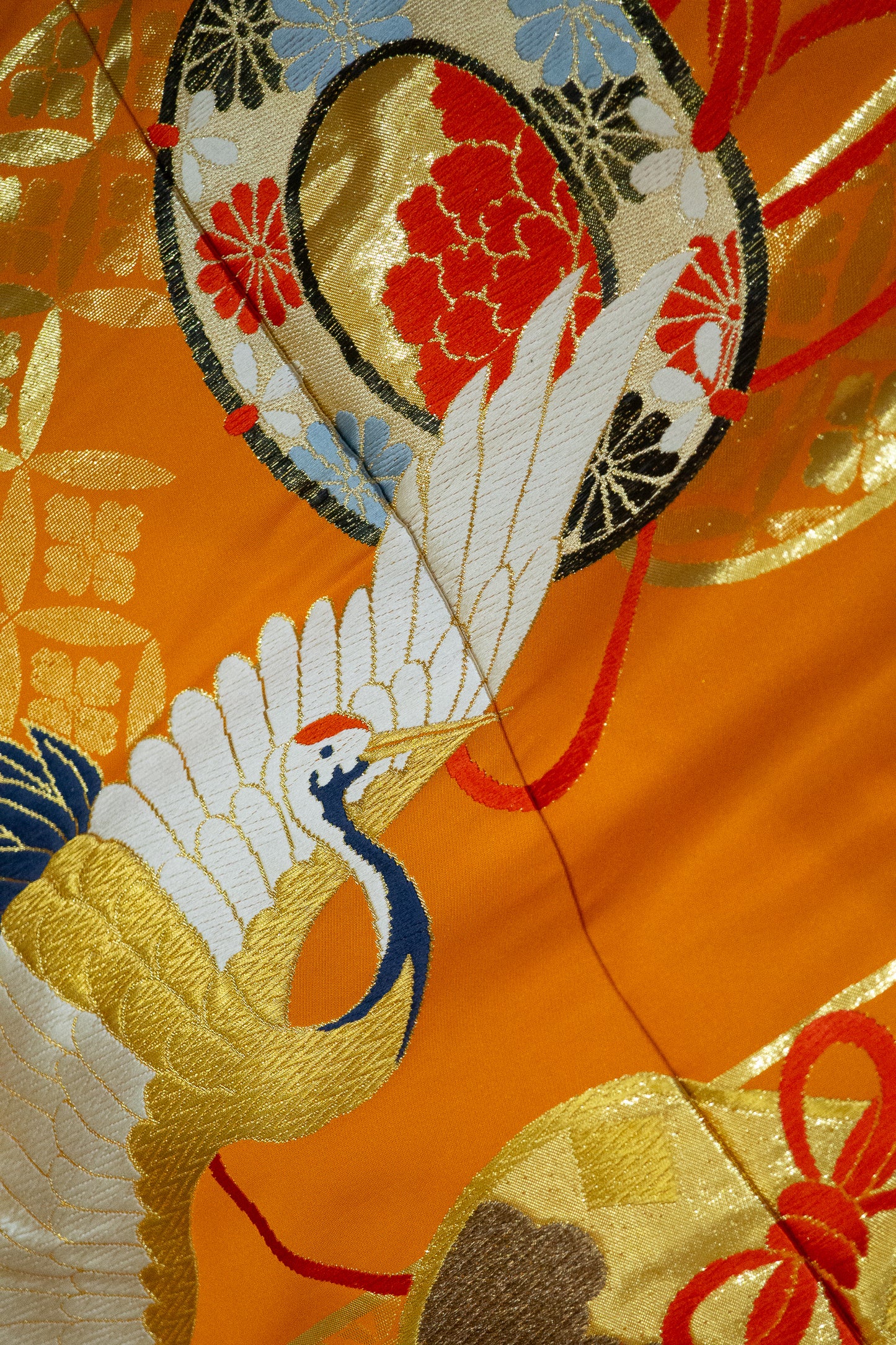 Orange kimono with cranes