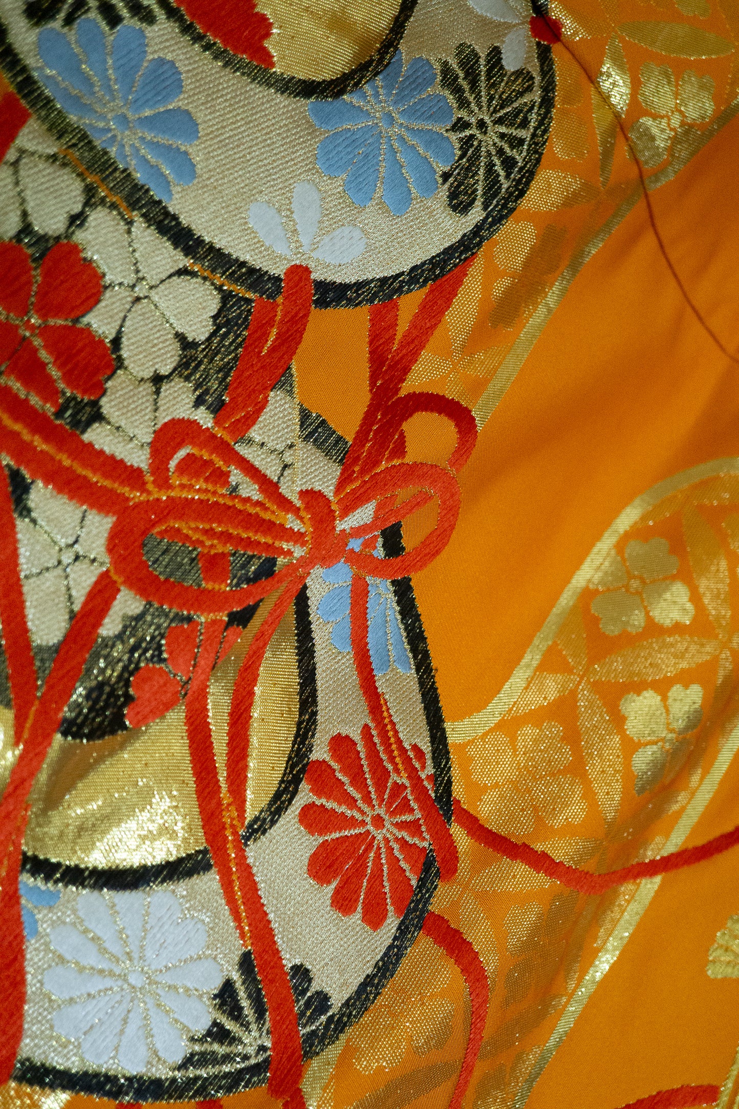 Orange kimono with cranes