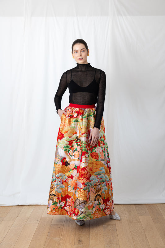 Japanese kimono remake clothing long skirt